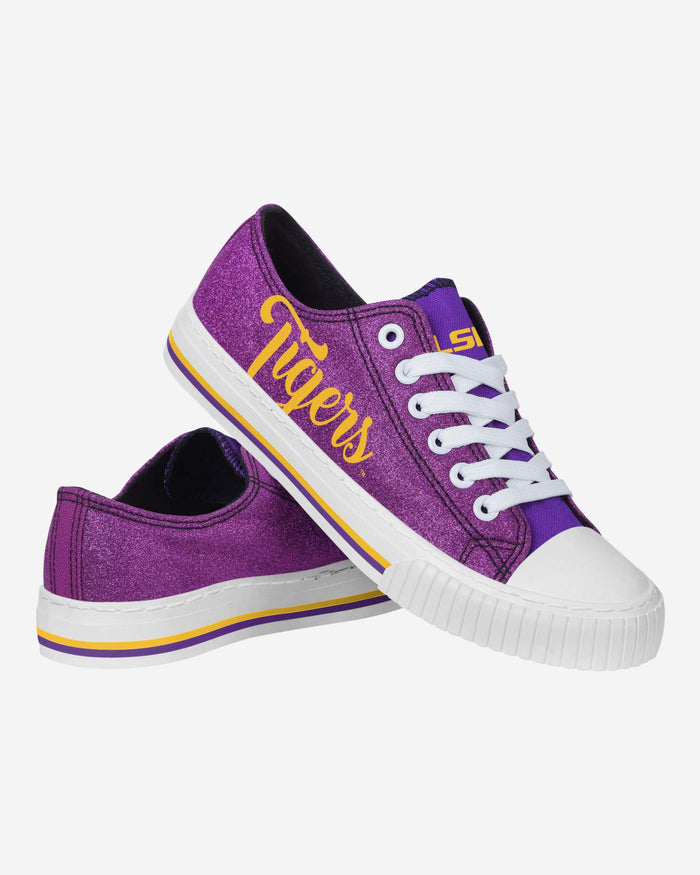 LSU Tigers Womens Color Glitter Low Top Canvas Shoes FOCO - FOCO.com