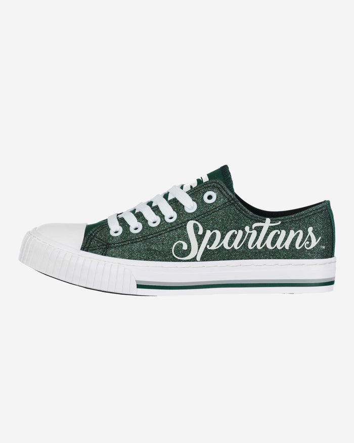 Michigan State Spartans Womens Color Glitter Low Top Canvas Shoes FOCO 6 - FOCO.com