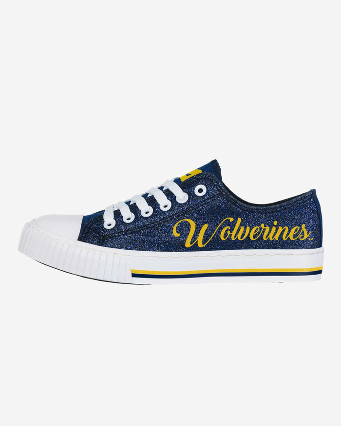 Michigan Wolverines Womens Color Glitter Low Top Canvas Shoes FOCO 6 - FOCO.com