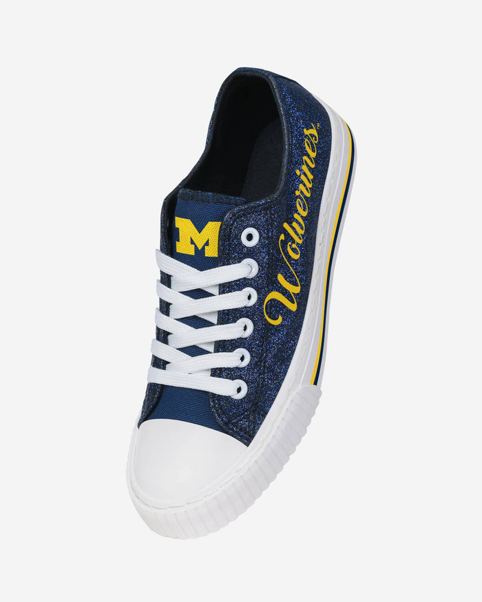 Michigan Wolverines Womens Color Glitter Low Top Canvas Shoes FOCO - FOCO.com