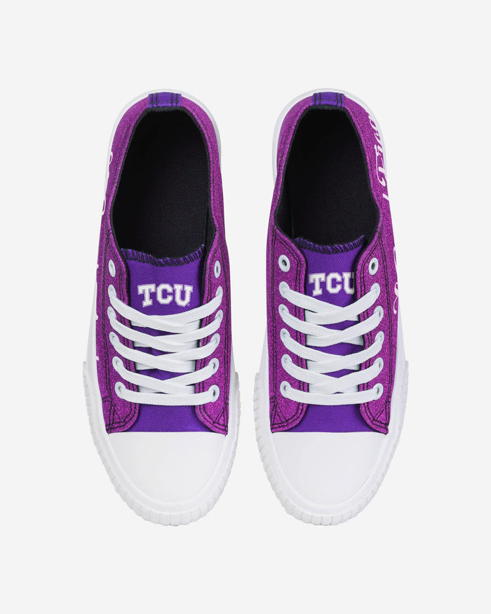 TCU Horned Frogs Womens Color Glitter Low Top Canvas Shoes FOCO - FOCO.com