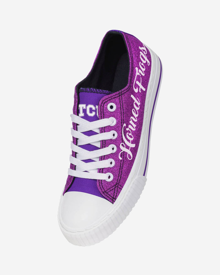 TCU Horned Frogs Womens Color Glitter Low Top Canvas Shoes FOCO - FOCO.com