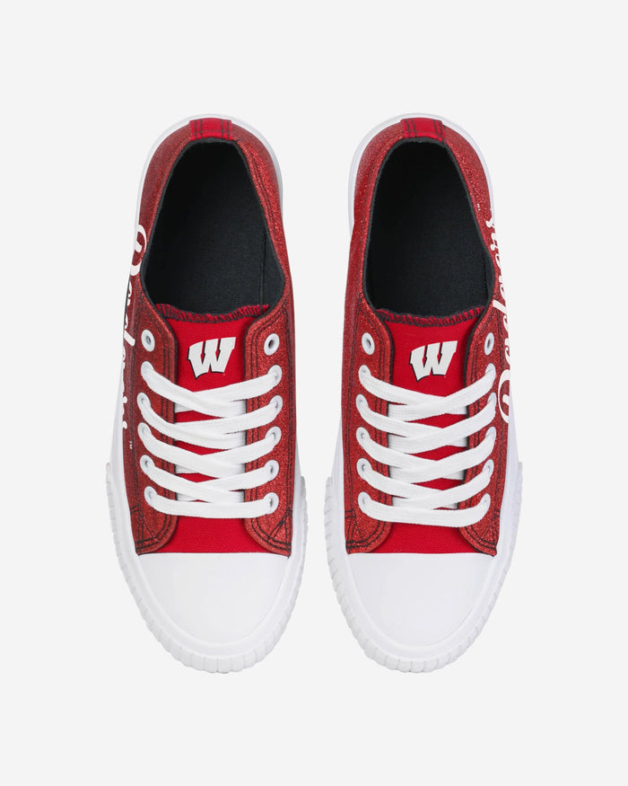 Wisconsin Badgers Womens Color Glitter Low Top Canvas Shoes FOCO - FOCO.com