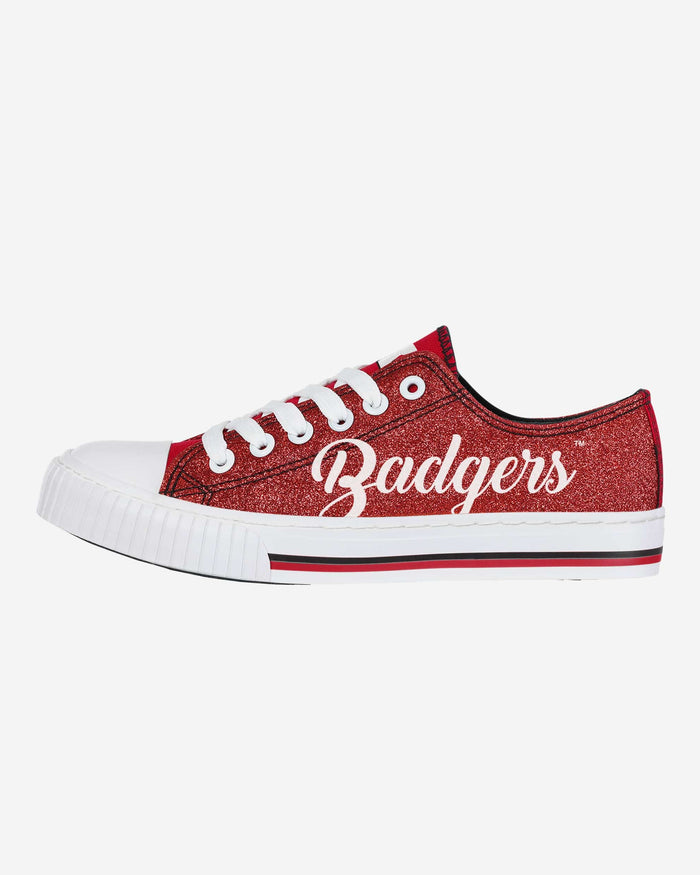 Wisconsin Badgers Womens Color Glitter Low Top Canvas Shoes FOCO 6 - FOCO.com