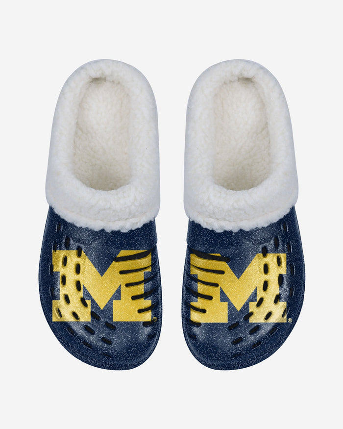 Michigan Wolverines Womens Sherpa Lined Glitter Clog FOCO - FOCO.com