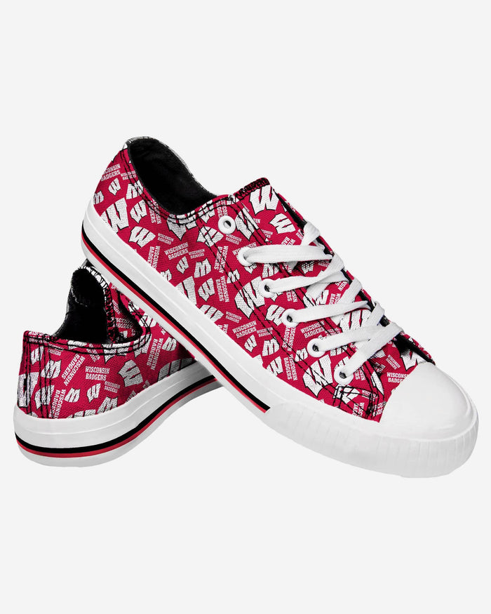 Wisconsin Badgers Womens Low Top Repeat Print Canvas Shoe FOCO - FOCO.com