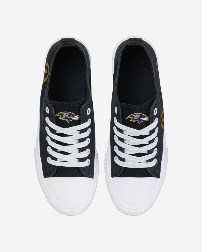 Baltimore Ravens Womens Color Glitter Low Top Canvas Shoes FOCO - FOCO.com