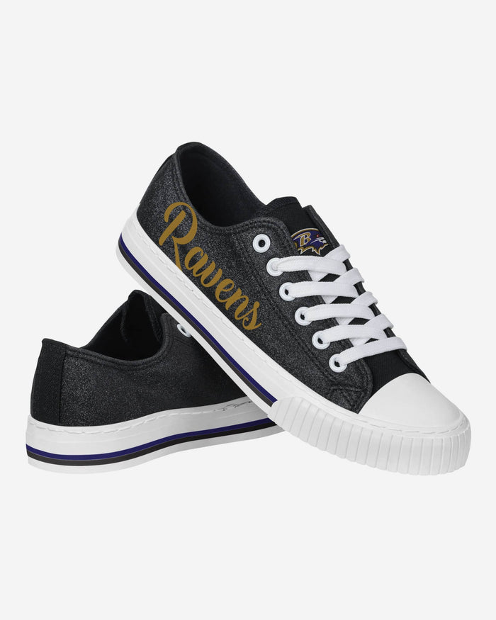 Baltimore Ravens Womens Color Glitter Low Top Canvas Shoes FOCO - FOCO.com