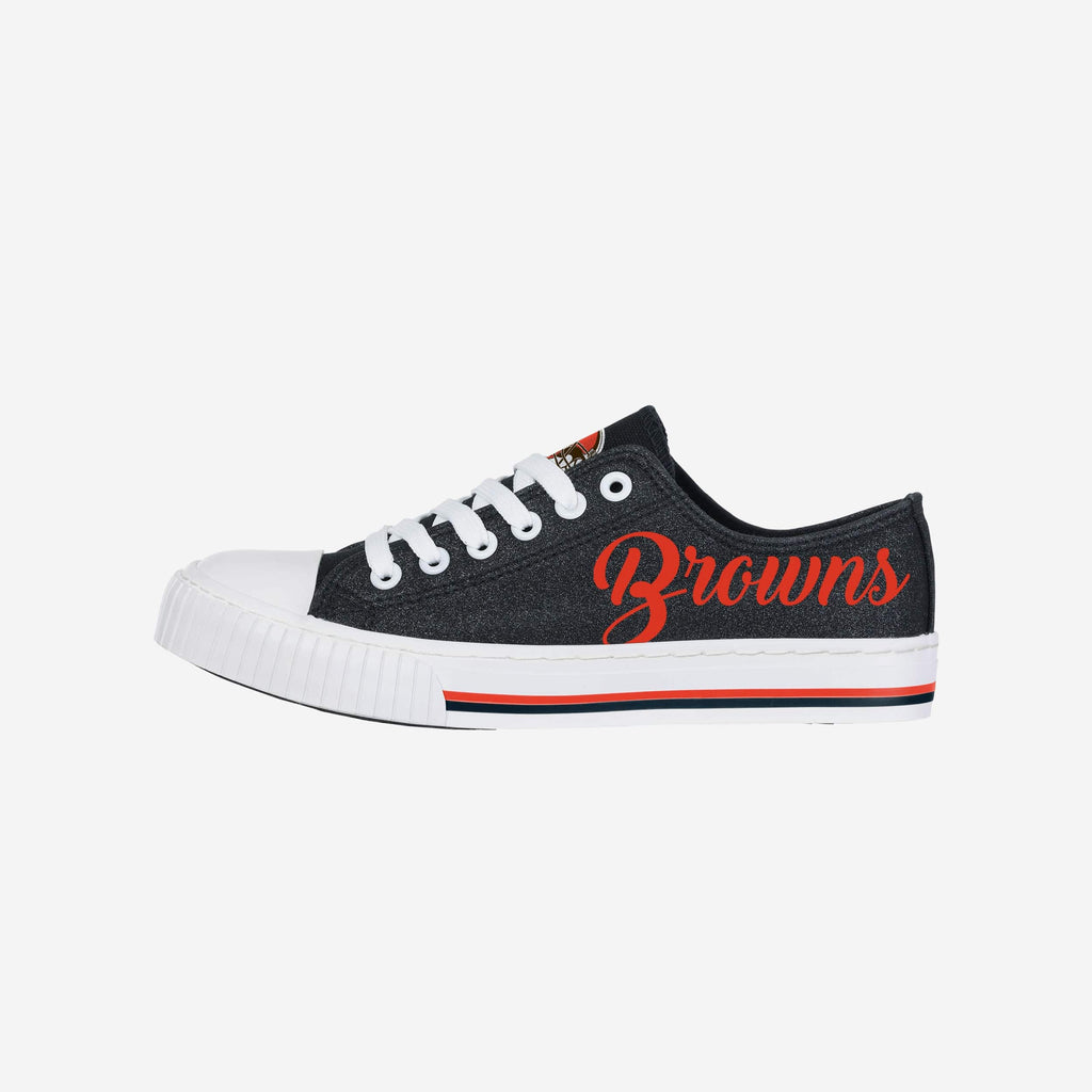 Cleveland Browns Womens Color Glitter Low Top Canvas Shoes FOCO 6 - FOCO.com