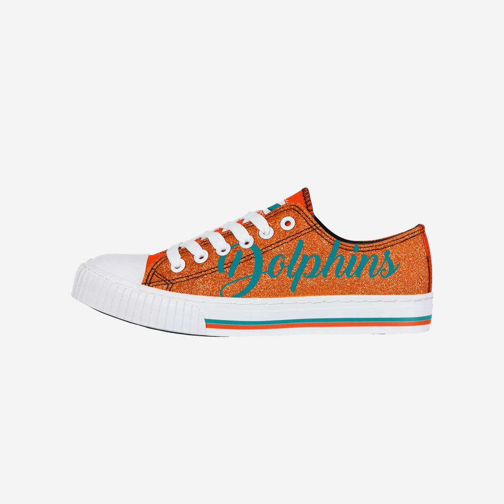 Miami Dolphins Womens Color Glitter Low Top Canvas Shoes FOCO 6 - FOCO.com