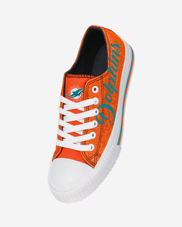 Miami Dolphins Womens Color Glitter Low Top Canvas Shoes FOCO - FOCO.com