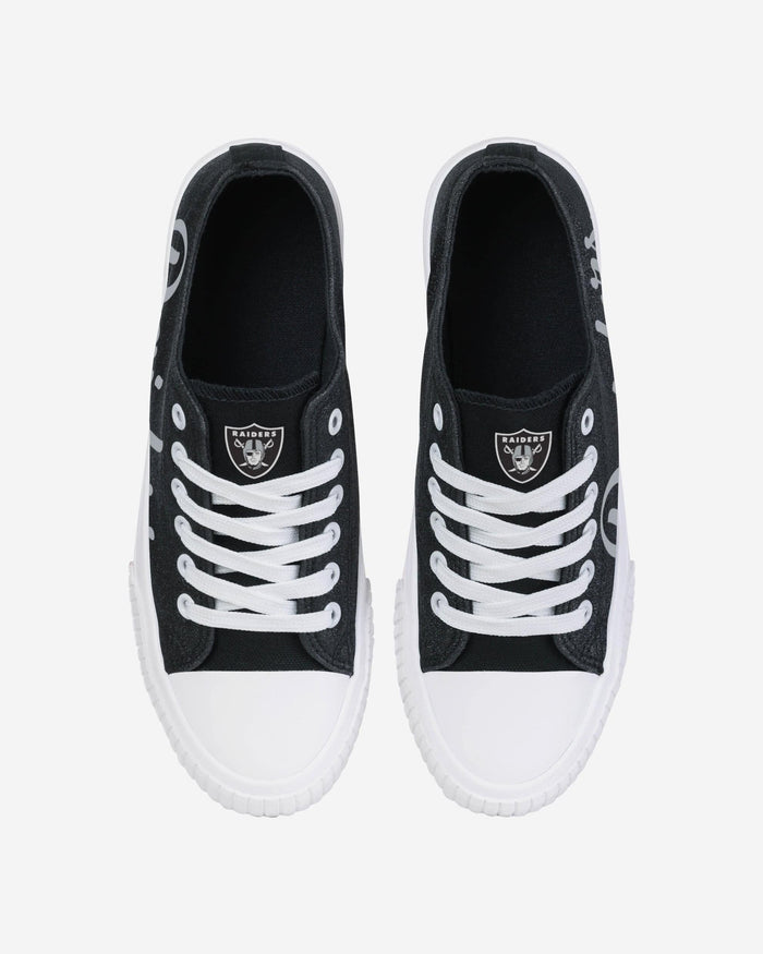 Las Vegas Raiders Womens Color Glitter Low Top Canvas Shoes FOCO - FOCO.com