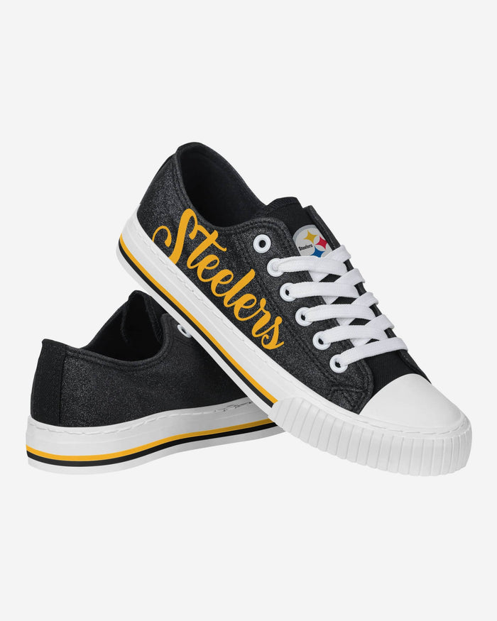 Pittsburgh Steelers Womens Color Glitter Low Top Canvas Shoes FOCO - FOCO.com