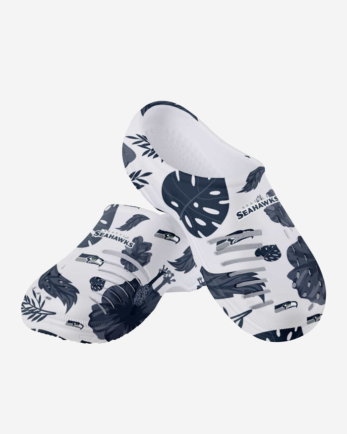 Seattle Seahawks Womens Floral White Clog FOCO - FOCO.com