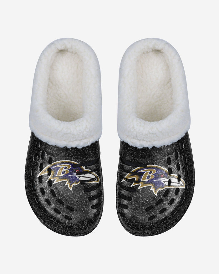 Baltimore Ravens Womens Sherpa Lined Glitter Clog FOCO - FOCO.com