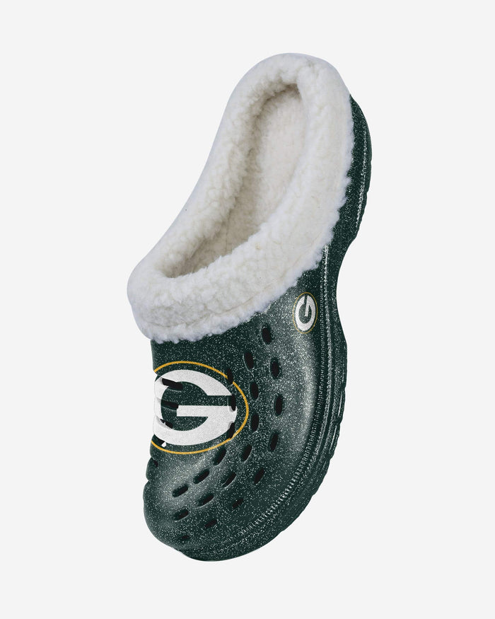 Green Bay Packers Womens Sherpa Lined Glitter Clog FOCO - FOCO.com