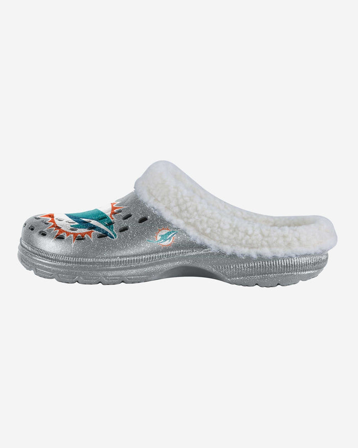 Miami Dolphins Womens Sherpa Lined Glitter Clog FOCO S - FOCO.com