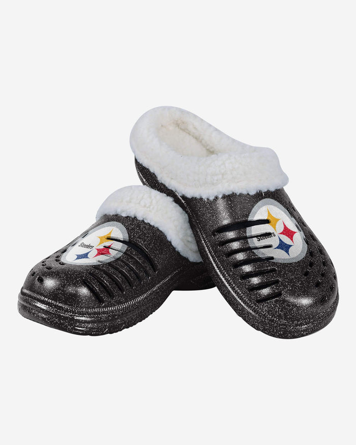 Pittsburgh Steelers Womens Sherpa Lined Glitter Clog FOCO - FOCO.com