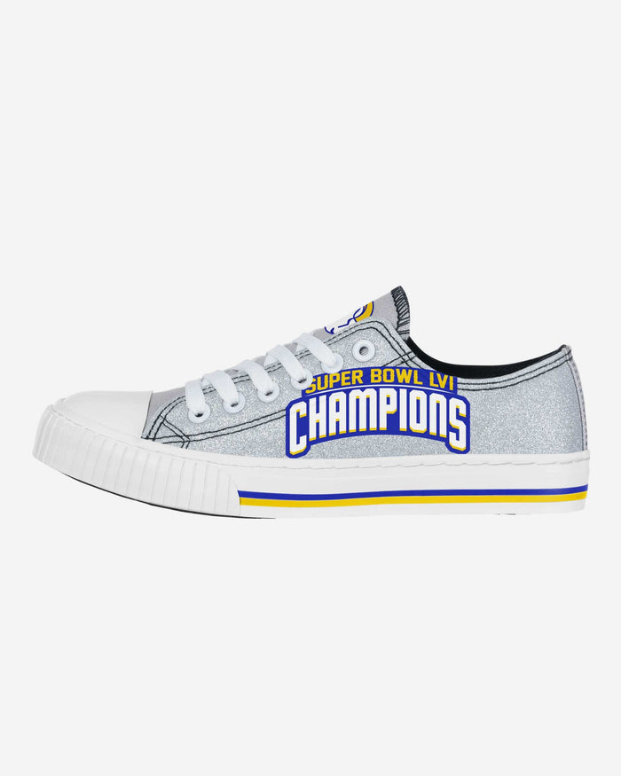 Los Angeles Rams Super Bowl LVI Champions Glitter Low Top Canvas Shoe FOCO S - FOCO.com