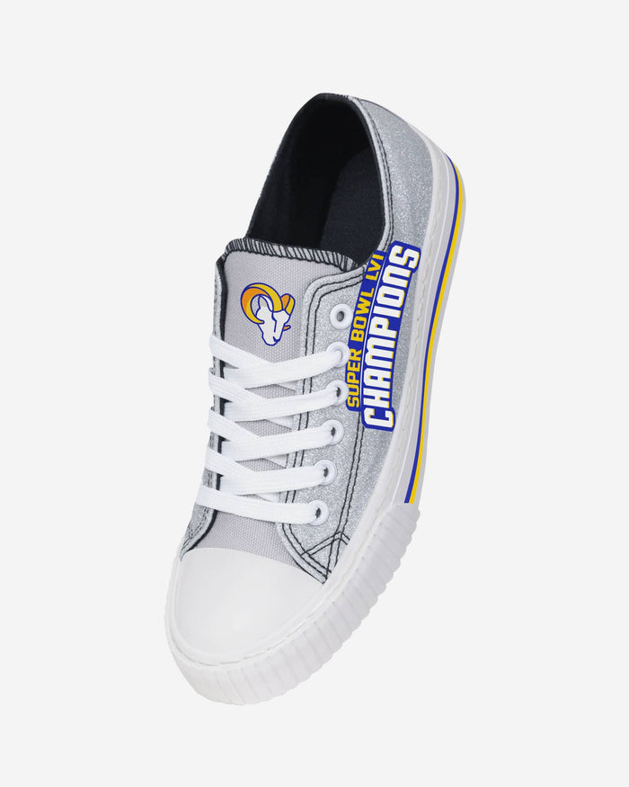 Los Angeles Rams Super Bowl LVI Champions Glitter Low Top Canvas Shoe FOCO - FOCO.com