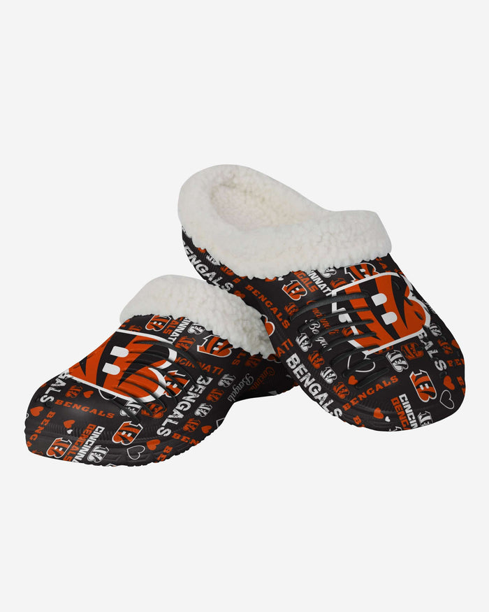 Cincinnati Bengals Womens Sherpa Lined Logo Love Clog FOCO - FOCO.com