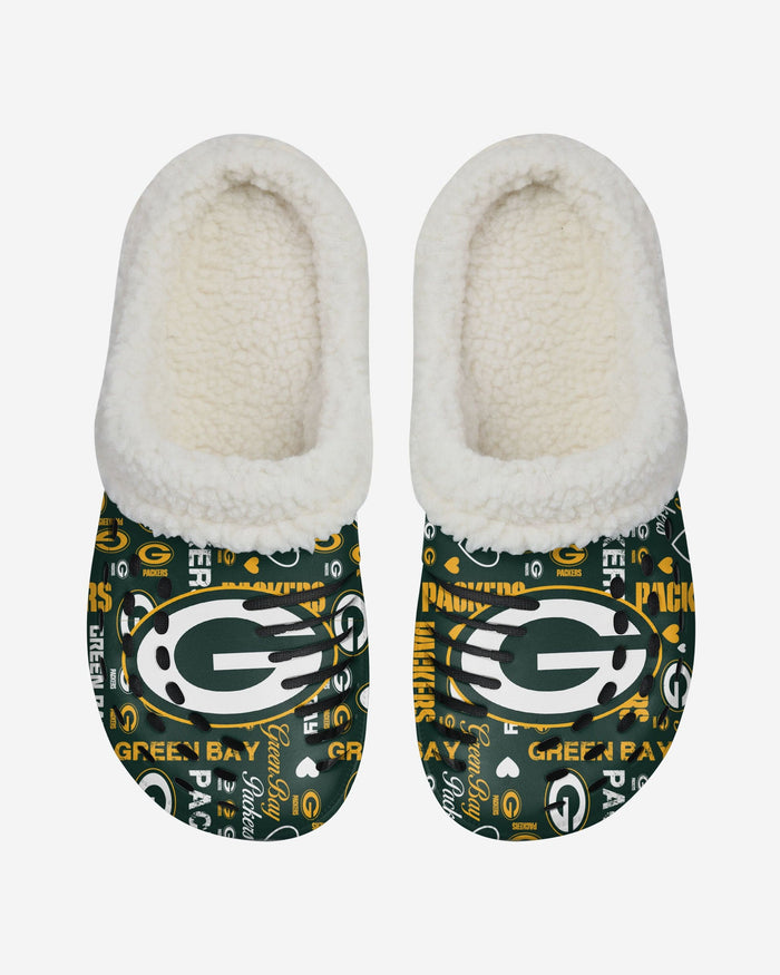 Green Bay Packers Womens Sherpa Lined Logo Love Clog FOCO - FOCO.com