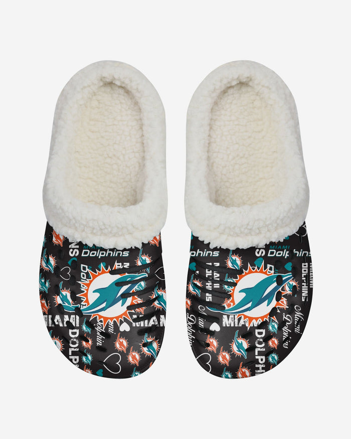 Miami Dolphins Womens Sherpa Lined Logo Love Clog FOCO - FOCO.com