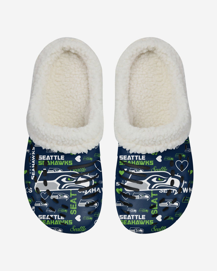 Seattle Seahawks Womens Sherpa Lined Logo Love Clog FOCO - FOCO.com