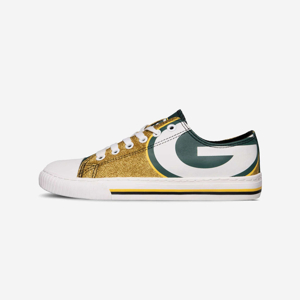 Green Bay Packers Womens Glitter Low Top Canvas Shoe FOCO - FOCO.com