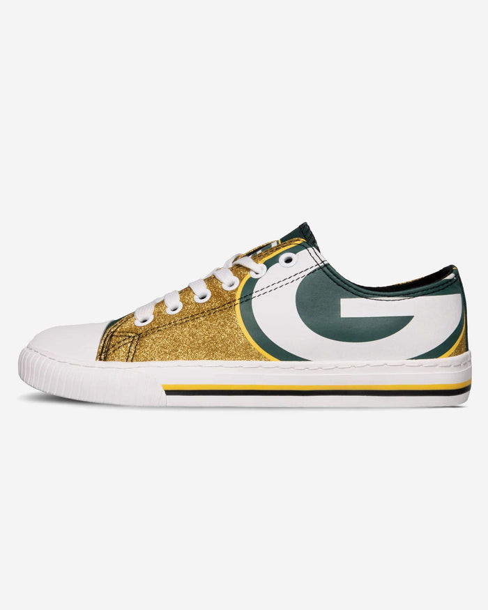 Green Bay Packers Womens Glitter Low Top Canvas Shoe FOCO - FOCO.com