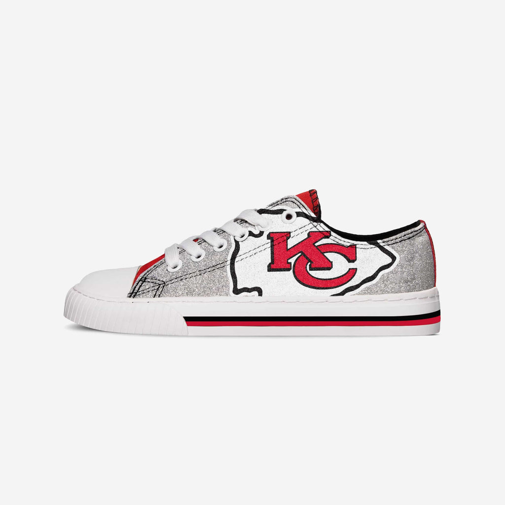 Kansas City Chiefs Womens Glitter Low Top Canvas Shoe FOCO - FOCO.com