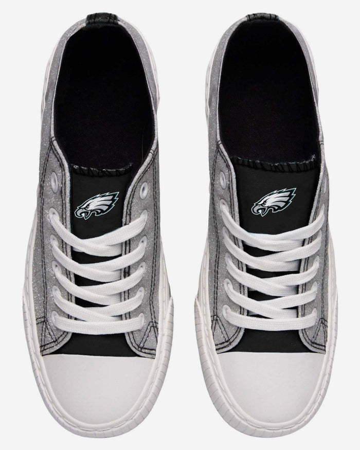 Philadelphia Eagles Womens Glitter Low Top Canvas Shoe FOCO - FOCO.com
