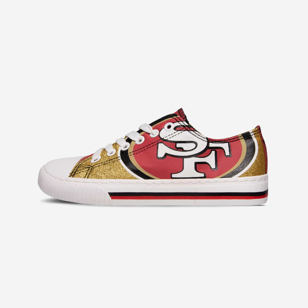 San Francisco 49ers Womens Glitter Low Top Canvas Shoe FOCO - FOCO.com