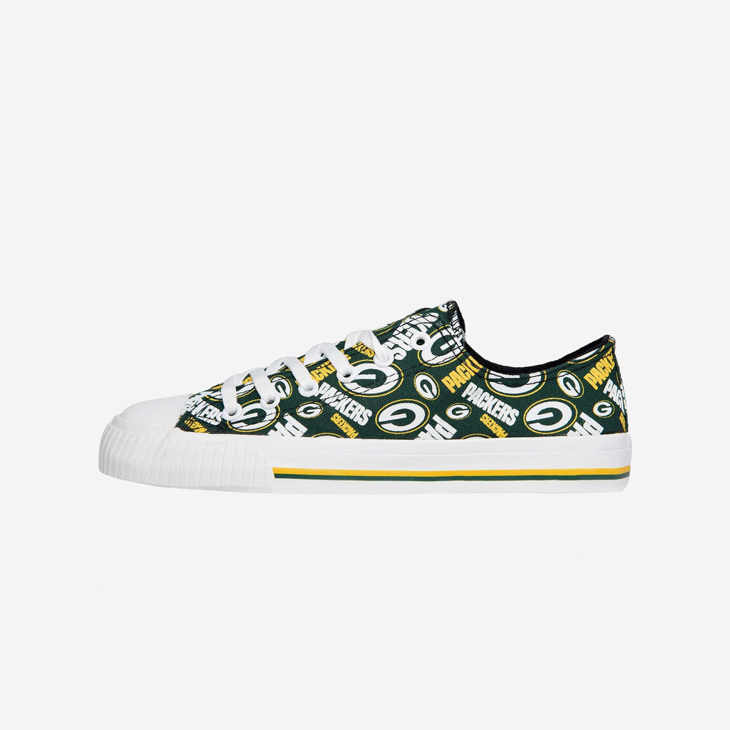 Green Bay Packers Womens Low Top Repeat Print Canvas Shoe FOCO - FOCO.com