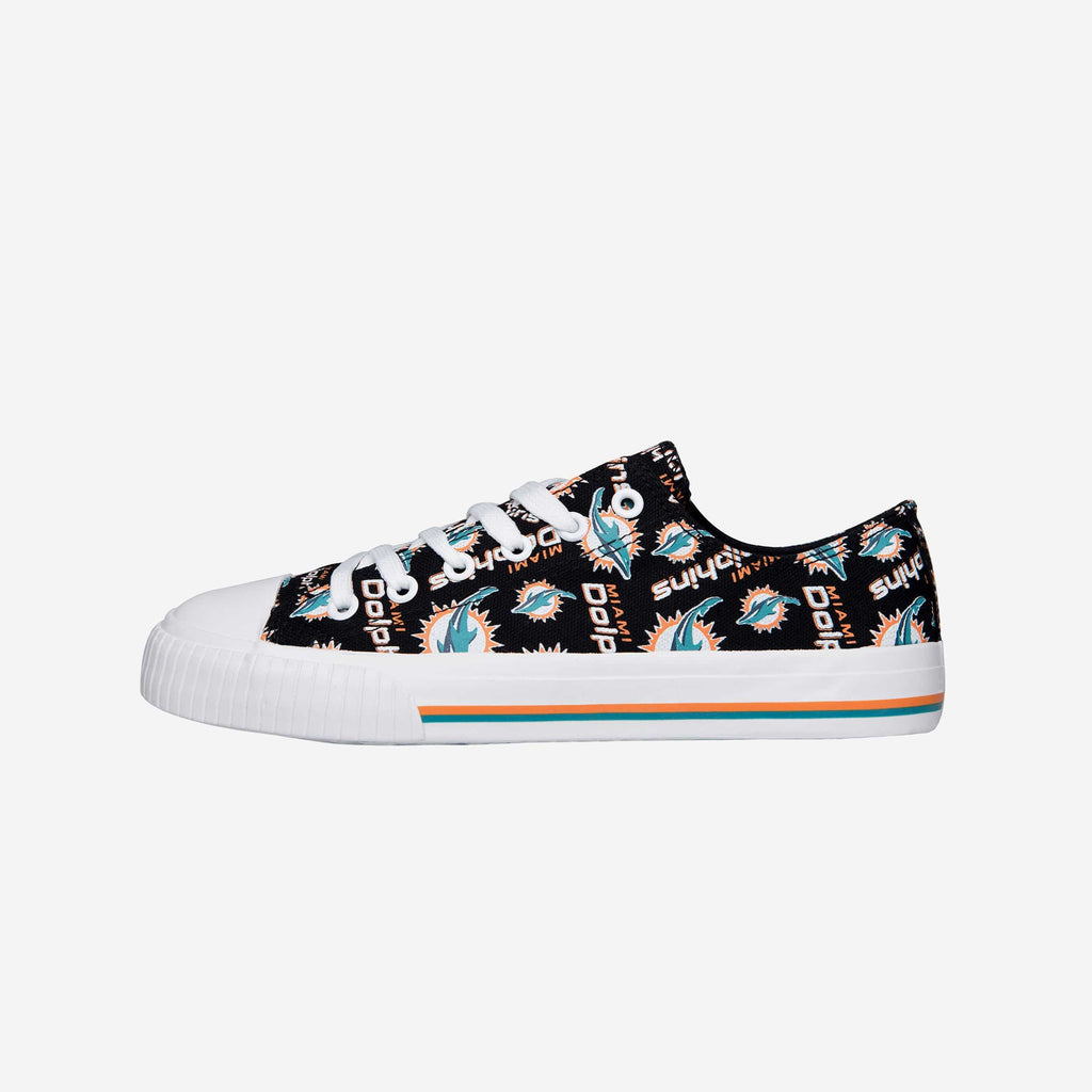 Miami Dolphins Womens Low Top Repeat Print Canvas Shoe FOCO - FOCO.com