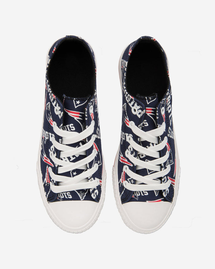 New England Patriots Womens Low Top Repeat Print Canvas Shoe FOCO - FOCO.com