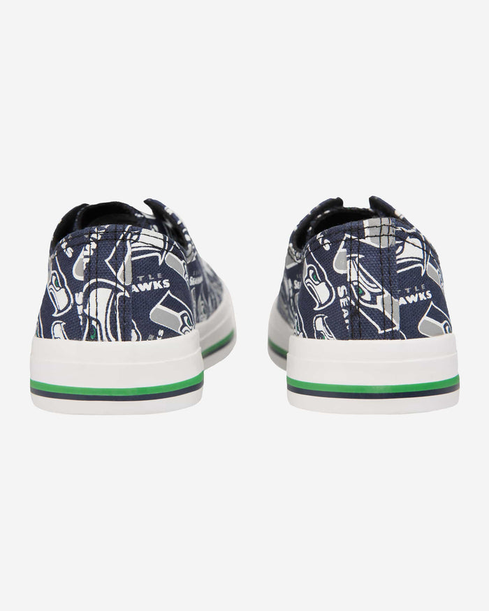 Seattle Seahawks Womens Low Top Repeat Print Canvas Shoe FOCO - FOCO.com