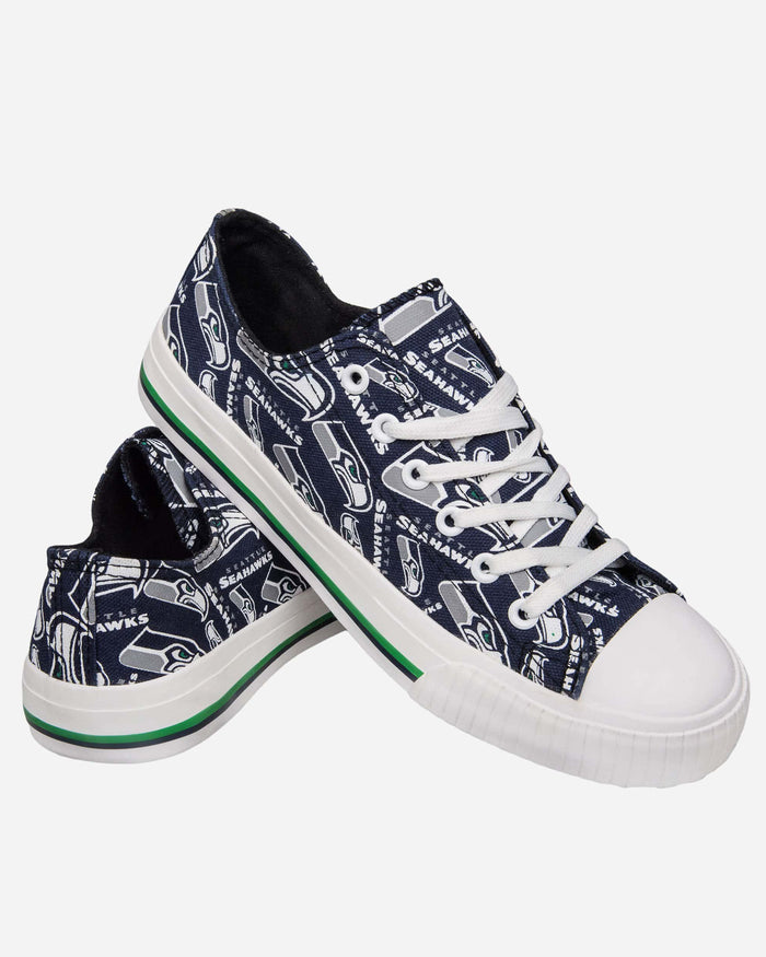 Seattle Seahawks Womens Low Top Repeat Print Canvas Shoe FOCO - FOCO.com