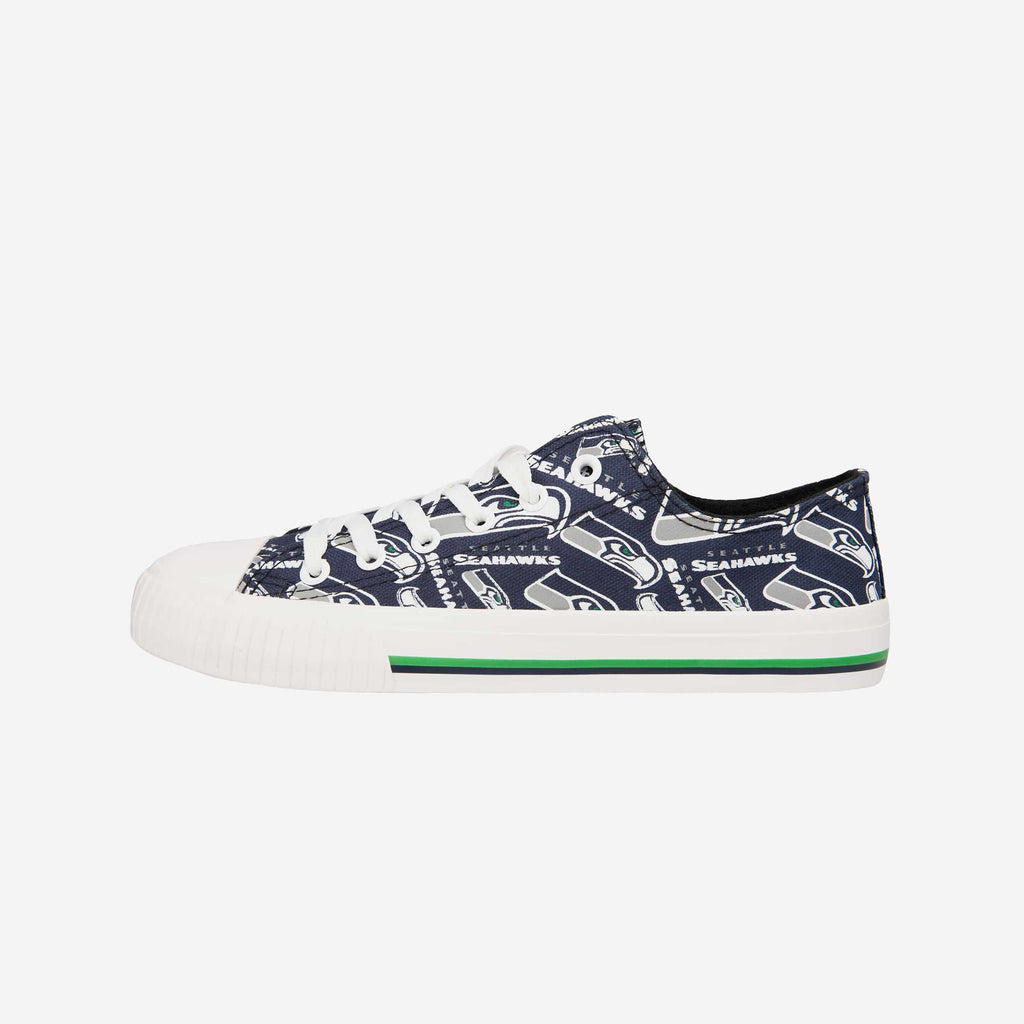 Seattle Seahawks Womens Low Top Repeat Print Canvas Shoe FOCO - FOCO.com