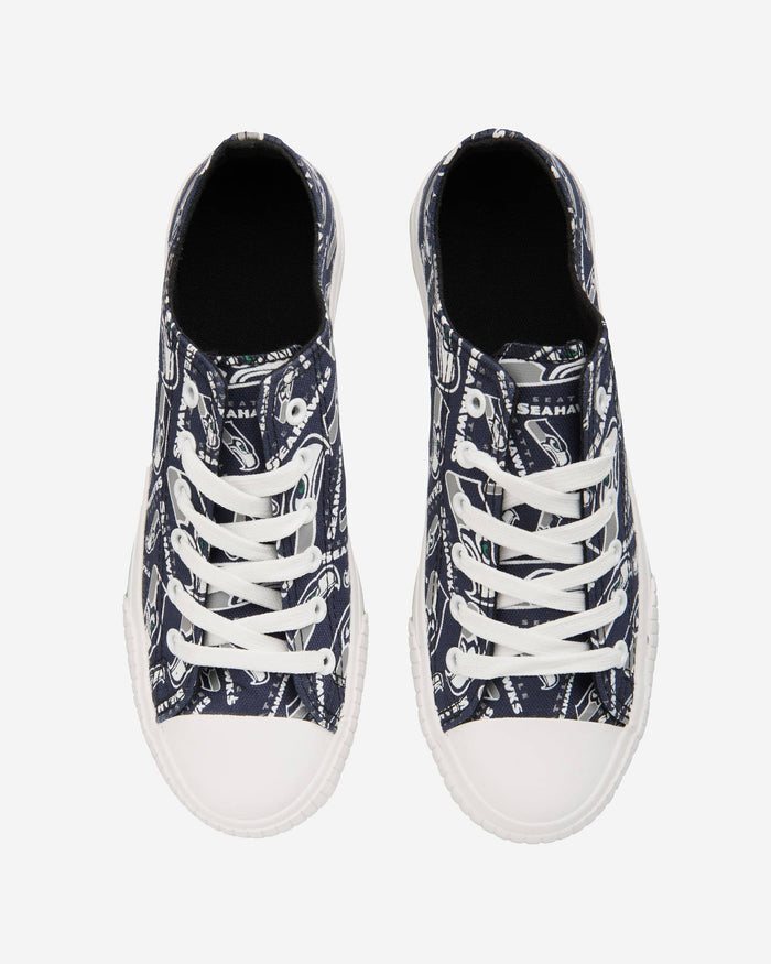 Seattle Seahawks Womens Low Top Repeat Print Canvas Shoe FOCO - FOCO.com