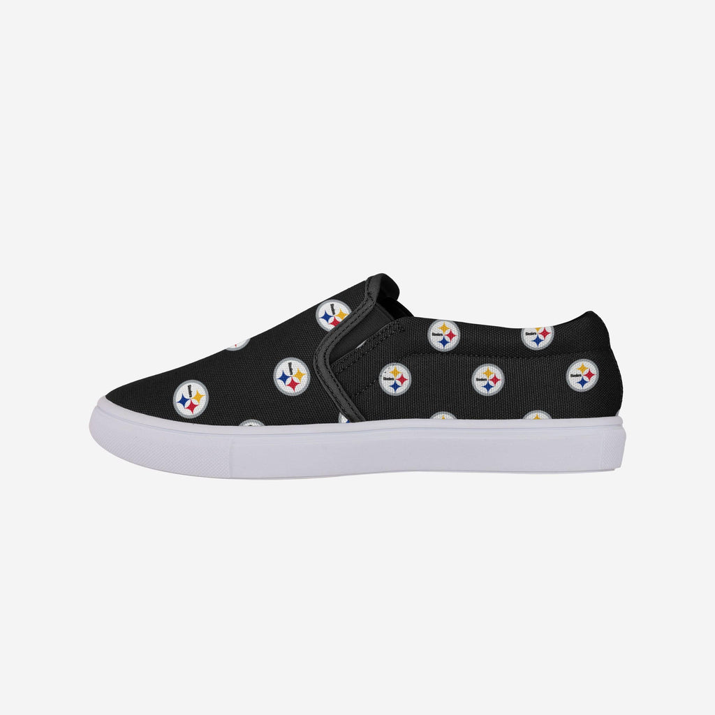 Pittsburgh Steelers Womens Repeat Logo Slip On Canvas Shoe FOCO 6 - FOCO.com