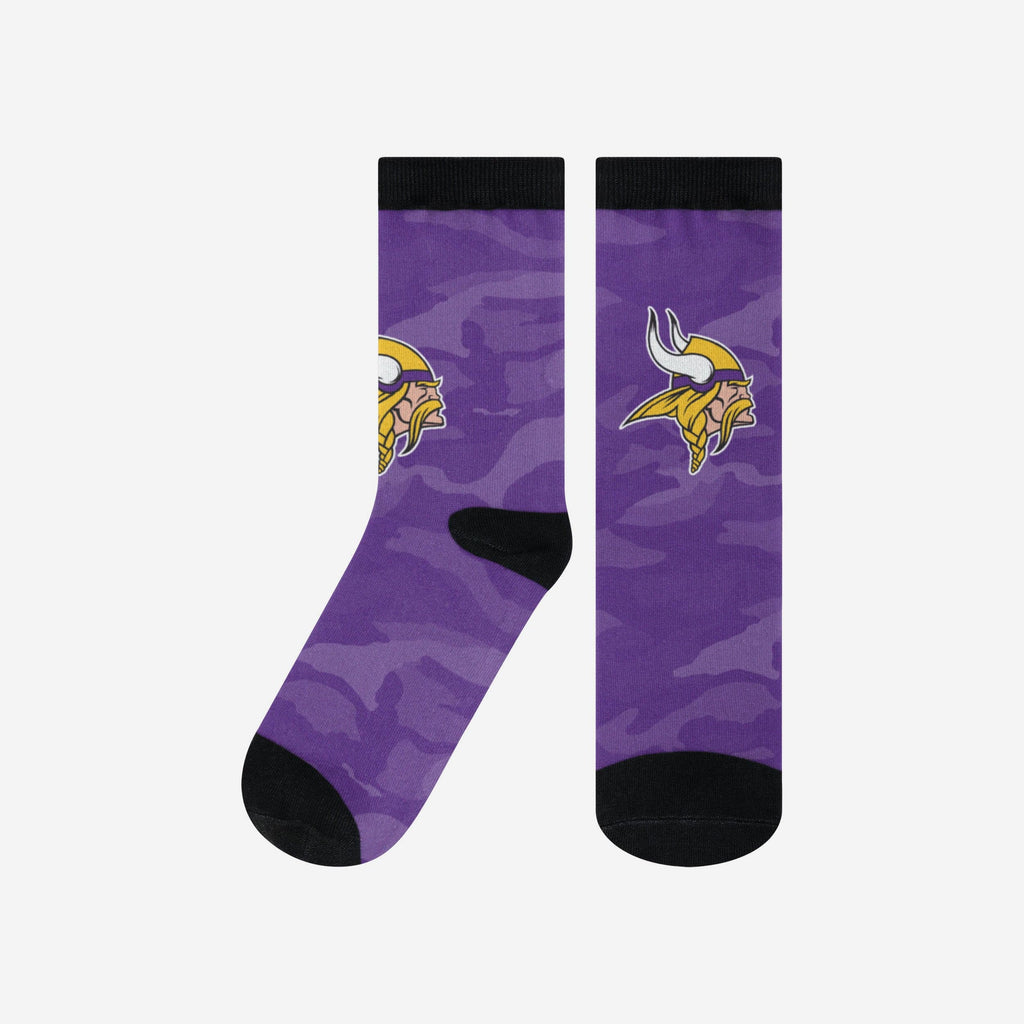 Minnesota Vikings Printed Camo Socks FOCO S/M - FOCO.com