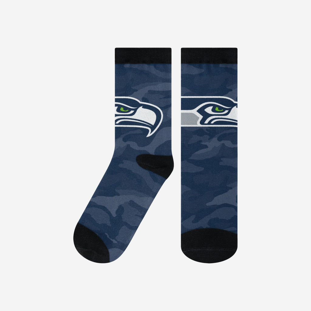 Seattle Seahawks Printed Camo Socks FOCO S/M - FOCO.com