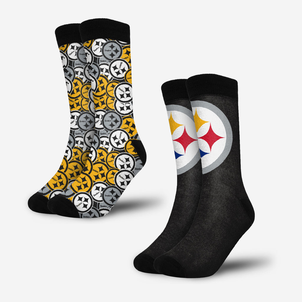 Pittsburgh Steelers Primetime Blast Socks 2 Pack FOCO - FOCO.com