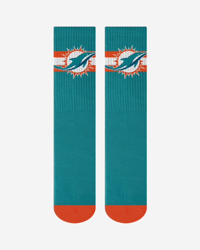 Miami Dolphins Team Stripe Crew Socks FOCO - FOCO.com
