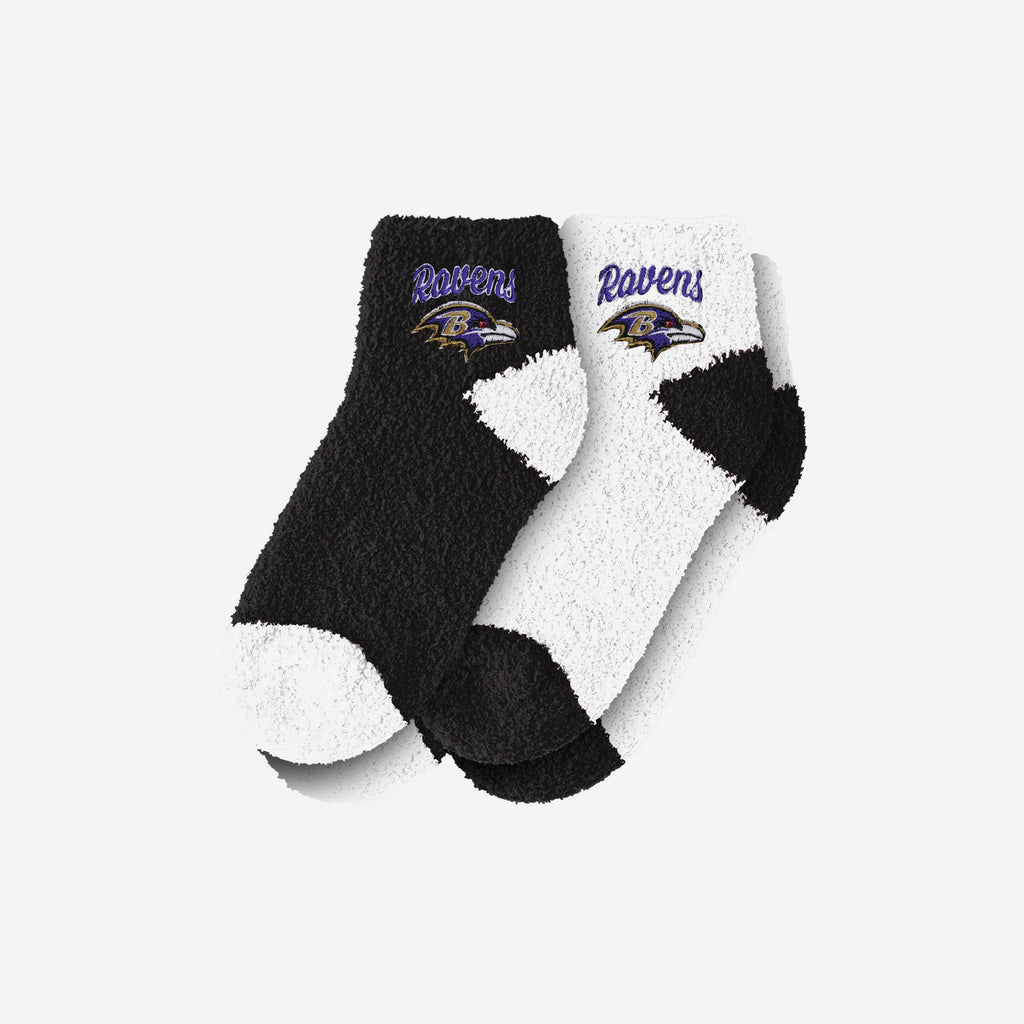 Baltimore Ravens 2 Pack Womens Script Logo Fuzzy Ankle Socks FOCO - FOCO.com