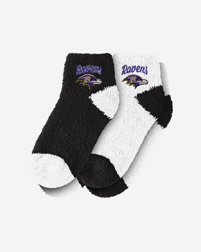 Baltimore Ravens 2 Pack Womens Script Logo Fuzzy Ankle Socks FOCO - FOCO.com