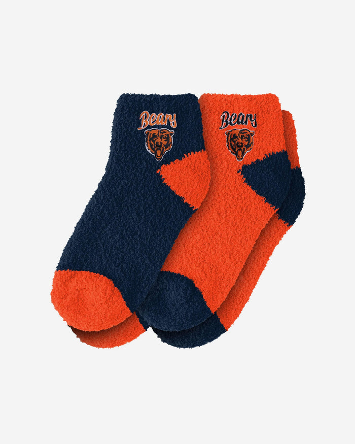 Chicago Bears 2 Pack Womens Script Logo Fuzzy Ankle Socks FOCO - FOCO.com