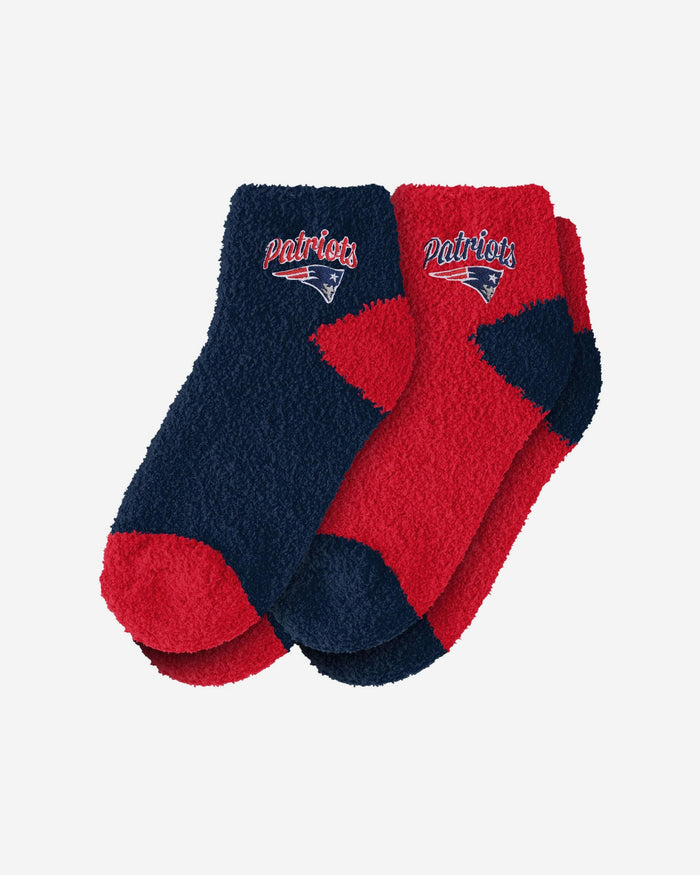 New England Patriots 2 Pack Womens Script Logo Fuzzy Ankle Socks FOCO - FOCO.com