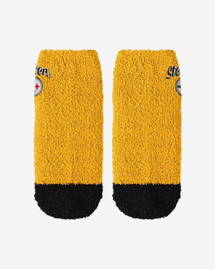 Pittsburgh Steelers 2 Pack Womens Script Logo Fuzzy Ankle Socks FOCO - FOCO.com